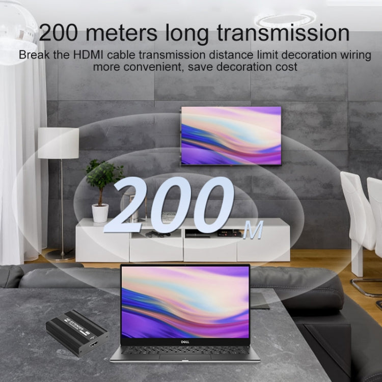 Rynx | Measy ET1820 HDMI Extender Transmitter and Receiver Converter, POE Single Power Supply, Transmission Distance: 200m (UK Plug)