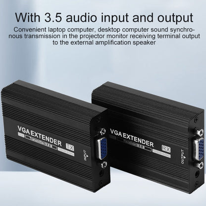 Rynx | Measy VGA1815 VGA Extender Transmitter and Receiver Converter, POE Single Feed Power Supply, Transmission Distance: 150m (UK Plug)