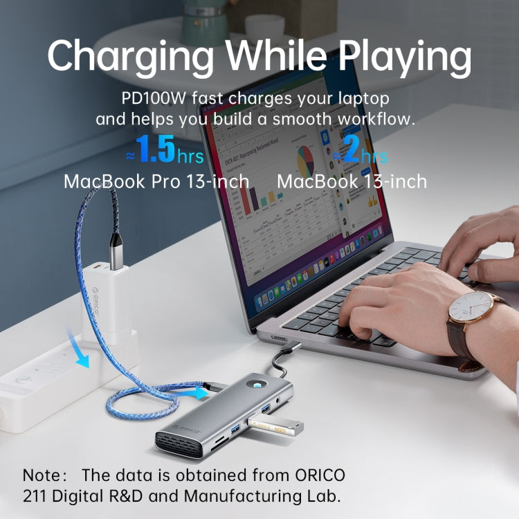 Rynx | ORICO PW11-8PC Type-C / USB-C 8-in-1 5Gbps Multifunction Docking Station (Dark Gray)