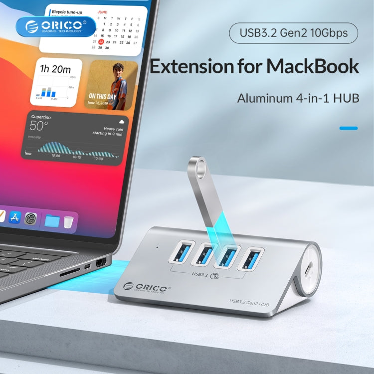 Rynx | ORICO M3CU2 Aluminum alloy 4-Port Type-C and USB 3.2 Gen2 10Gbps HUB (Silver)