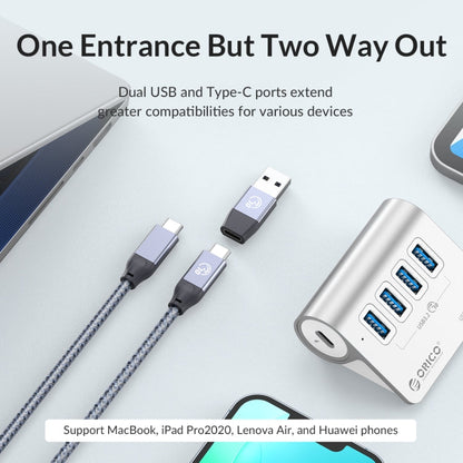 Rynx | ORICO M3CU2 Aluminum alloy 4-Port Type-C and USB 3.2 Gen2 10Gbps HUB (Silver)