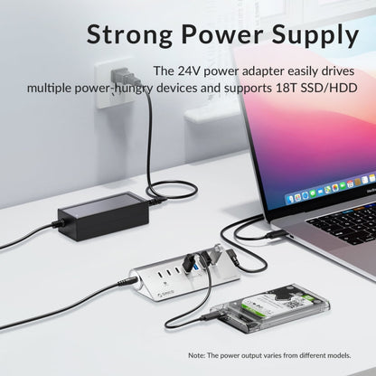 Rynx | ORICO M3CU2 Aluminum alloy 4-Port Type-C and USB 3.2 Gen2 10Gbps HUB (Silver)