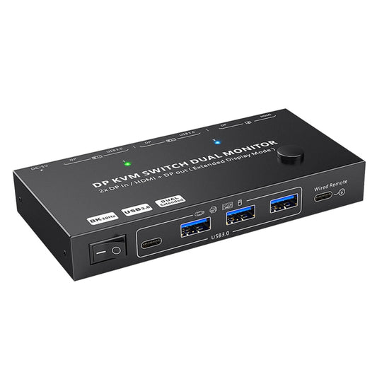 Rynx | KC-KVM212DH 4K 60HZ USB3.0 DP Dual Display KVM Switcher with MST Dual Screen Extension Duplication