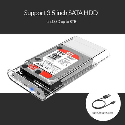 Rynx | ORICO 3139C3 3.5 inch SATA HDD USB 3.1 Type-C external hard drive enclosure storage box (Transparent)