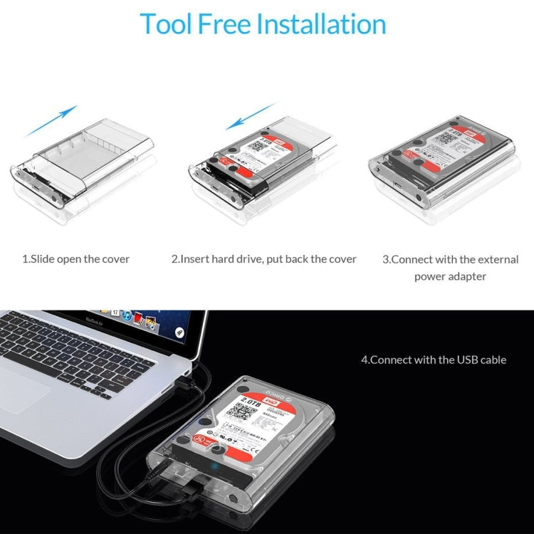 Rynx | ORICO 3139U3 3.5 inch SATA HDD USB 3.0 Micro B External Hard Drive Enclosure Storage Enclosure (Transparent)