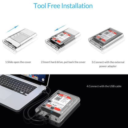 Rynx | ORICO 3139U3 3.5 inch SATA HDD USB 3.0 Micro B External Hard Drive Enclosure Storage Enclosure (Transparent)