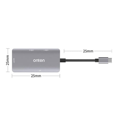 Rynx | Onten 91882 5 In 1 USB3.0 x3 + SD + TF + CF Type-C / USB-C OTG Multifunction Card Reader