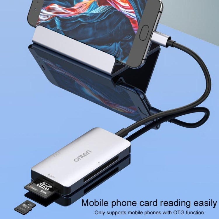Rynx | Onten 91882 5 In 1 USB3.0 x3 + SD + TF + CF Type-C / USB-C OTG Multifunction Card Reader