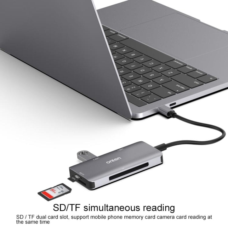 Rynx | Onten 91882 5 In 1 USB3.0 x3 + SD + TF + CF Type-C / USB-C OTG Multifunction Card Reader