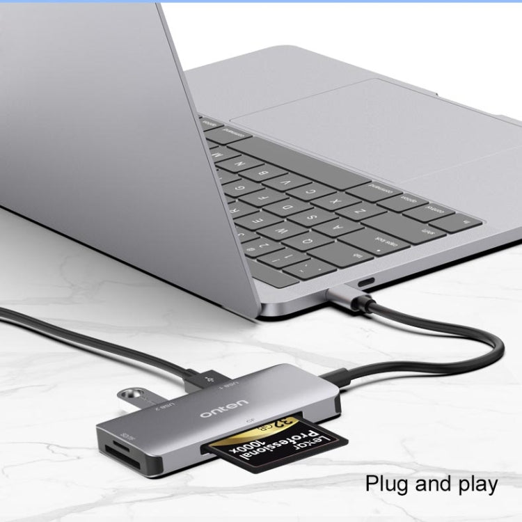 Rynx | Onten 91882 5 In 1 USB3.0 x3 + SD + TF + CF Type-C / USB-C OTG Multifunction Card Reader