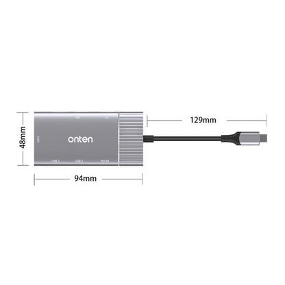 Rynx | Onten 95113 8 In 1 USB 3.0 x2 + SD / TF + HDMI / VGA + 3.5mm Jack + Type-C / USB-C (PD 3.0) Multifunction HUB Converter Docking Station
