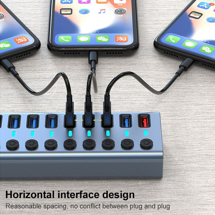 Rynx | 11 in 1 USB 3.0 HUB splitter with independent switch & 12V 4A power supply