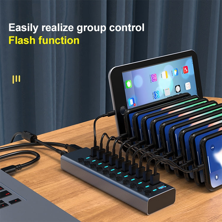 Rynx | 11 in 1 USB 3.0 HUB splitter with independent switch & 12V 4A power supply