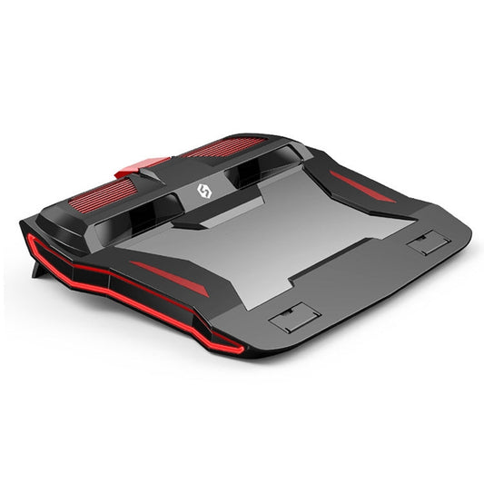 Rynx | SSRQ-021S Red Light Version Edge-Incoming Double-Fan Laptop Cooler Two-Speed Adjustable Computer Base for Laptops Under 18 Inches
