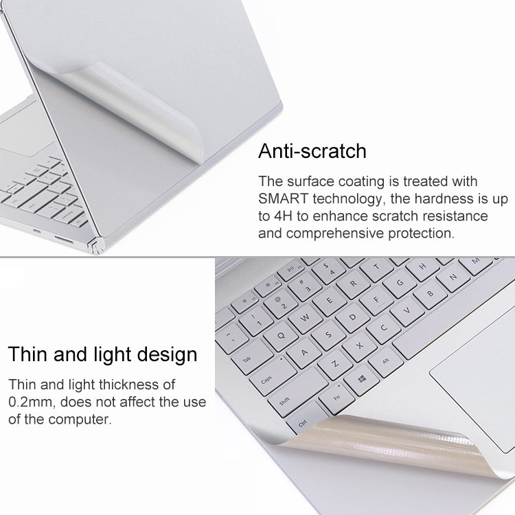 Rynx | 4 in 1 Notebook Shell Protective Film Sticker Set for Microsoft Surface Book 2 15 Inch (Silver)