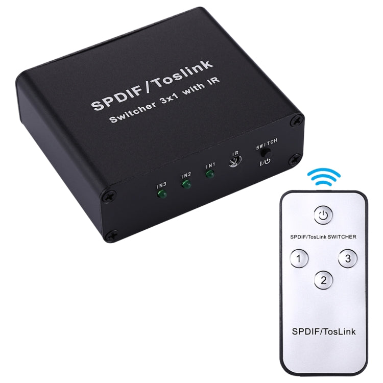 Rynx | NK-3X1 Full HD SPDIF / Toslink Digital Optical Audio 3 x 1 Switch Extension with IR Remote Control