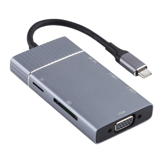 Rynx | 7 In 1 Dual USB 3.0 + TF/SD + HDMI/VGA + 3.5mm Jack + Type-C / USB-C Multifunction USB-C Docking Station