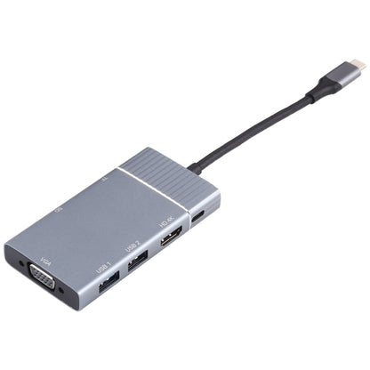 Rynx | 7 In 1 Dual USB 3.0 + TF/SD + HDMI/VGA + 3.5mm Jack + Type-C / USB-C Multifunction USB-C Docking Station