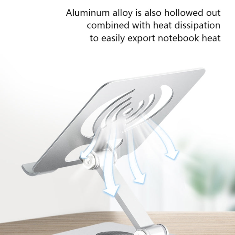 Rynx | L-14 Aluminium Alloy Foldable Rotatable Laptop/Tablet Stand (Silver)