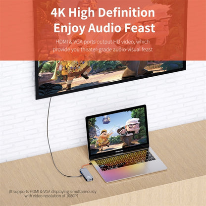 Rynx | ROCK TR01 10 In 1 Type-C / USB-C to HDMI + VGA Multifunction Extension HUB Adapter (Silver)