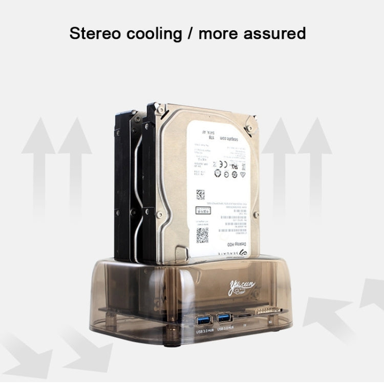Rynx | 2.5 / 3.5 inch USB3.0 Dual SATA HDD enclosure with HUB & OTB function, The maximum supported capacity: 16TB