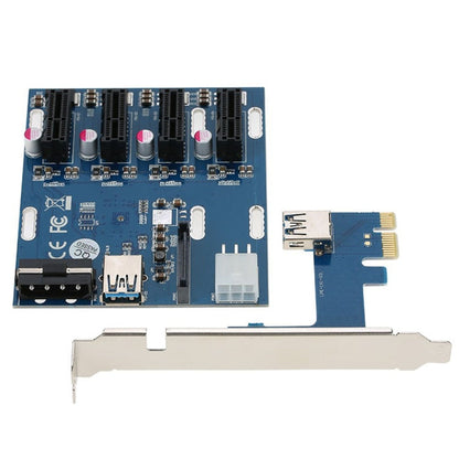 Rynx | PCI-E to PCI-E Converter Card 1 to 4 1 X Express Card with 4 Ports PCI-E Slots