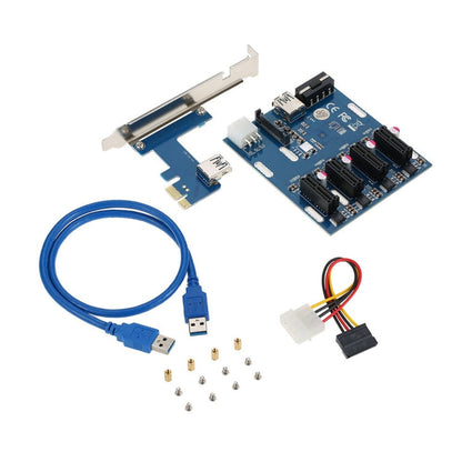 Rynx | PCI-E to PCI-E Converter Card 1 to 4 1 X Express Card with 4 Ports PCI-E Slots