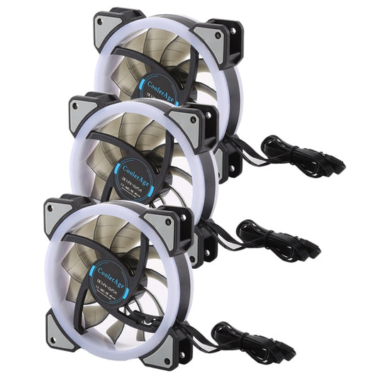 Rynx | 3 PCS CoolerAge DC 12V - 0.25A 2500RPM Remote Control Computer Cooler Cooling Case Fan with Adjustable LED