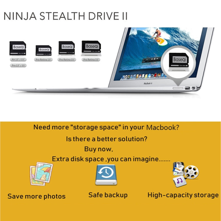 Rynx | BASEQI 303ASV Hidden Aluminum Alloy SD Card Case for Macbook Pro Retina 13.3 Inch Laptops