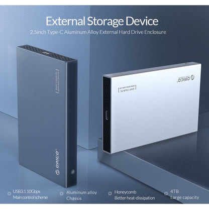 Rynx | ORICO DD25 C3 2.5 inch Type-C to Type-C and USB Mechanical SSD Case, Supported Capacity: 6TB (Dark Gray)