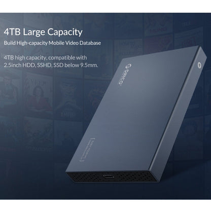 Rynx | ORICO DD25 C3 2.5 inch Type-C to Type-C and USB Mechanical SSD Case, Supported Capacity: 6TB (Dark Gray)