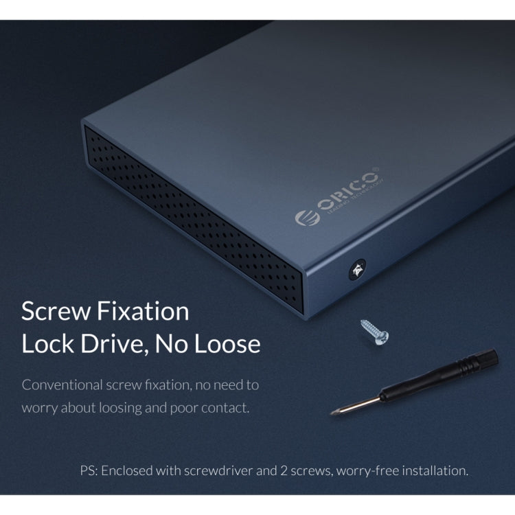 Rynx | ORICO DD25 C3 2.5 inch Type-C to Type-C and USB Mechanical SSD Case, Supported Capacity: 6TB (Dark Gray)