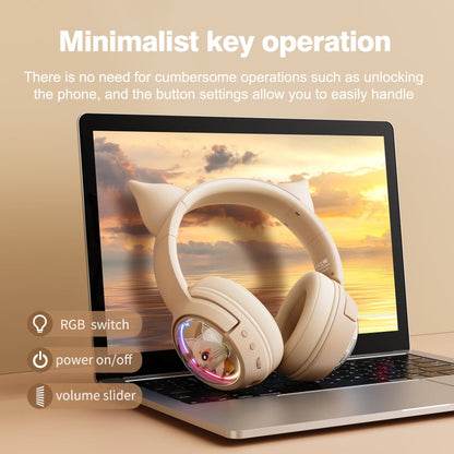 Rynx | B5 Cat Ear Design USB-C / Type-C RGB Wireless Bluetooth HiFi Headset (Beige)