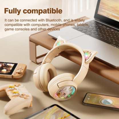 Rynx | B5 Cat Ear Design USB-C / Type-C RGB Wireless Bluetooth HiFi Headset (Beige)
