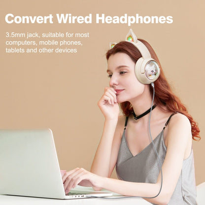 Rynx | B5 Cat Ear Design USB-C / Type-C RGB Wireless Bluetooth HiFi Headset (Beige)