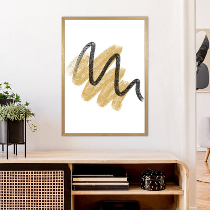 Rynx | Dalia Chalk Gold And Black Scribbles Art Print by Pixy Paper