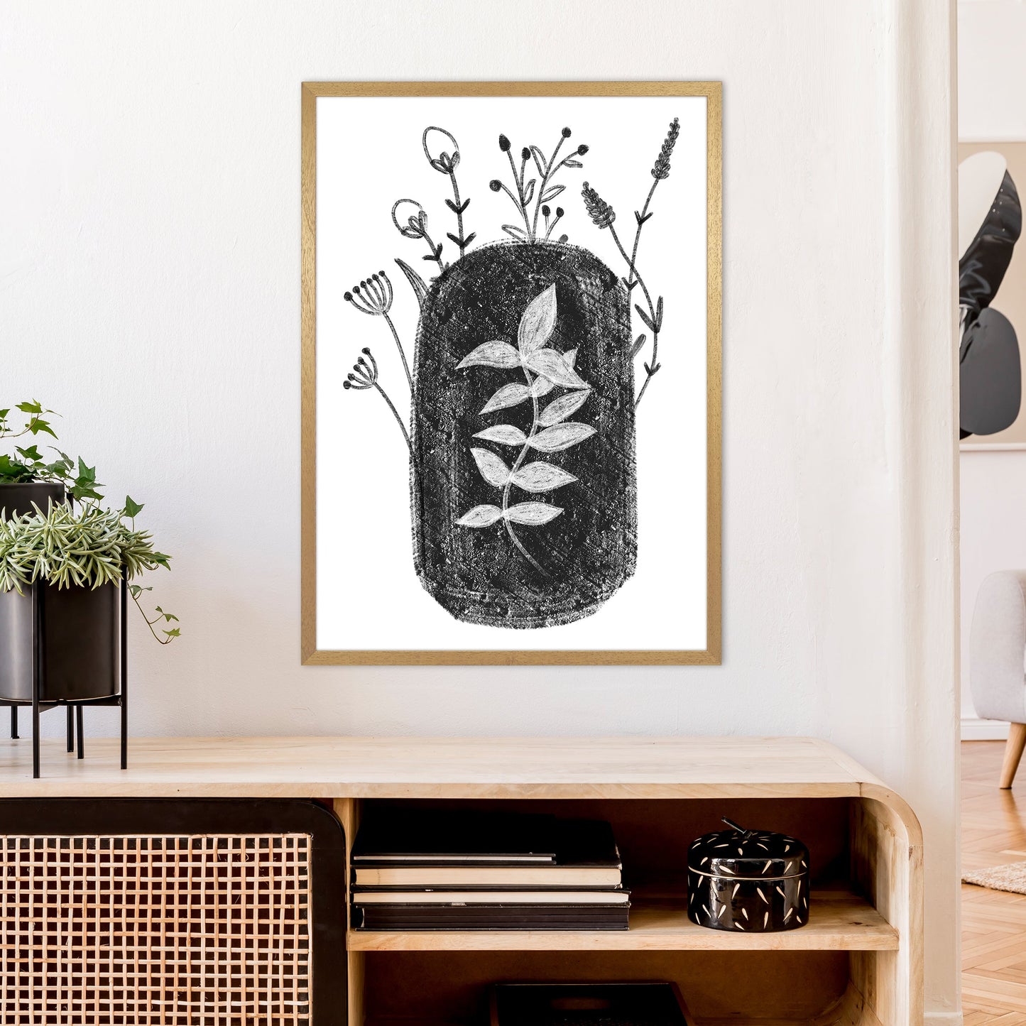Rynx | Dalia Chalk Black Floral Art Print by Pixy Paper
