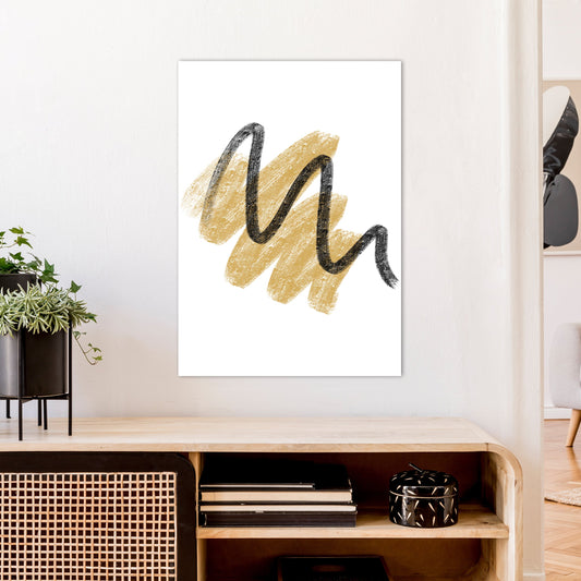 Rynx | Dalia Chalk Gold And Black Scribbles Art Print by Pixy Paper