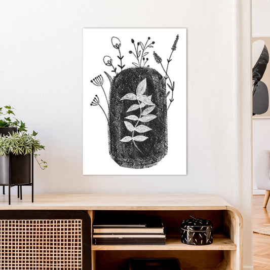 Rynx | Dalia Chalk Black Floral Art Print by Pixy Paper