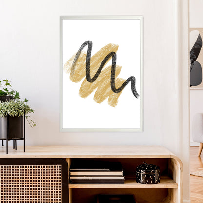 Rynx | Dalia Chalk Gold And Black Scribbles Art Print by Pixy Paper