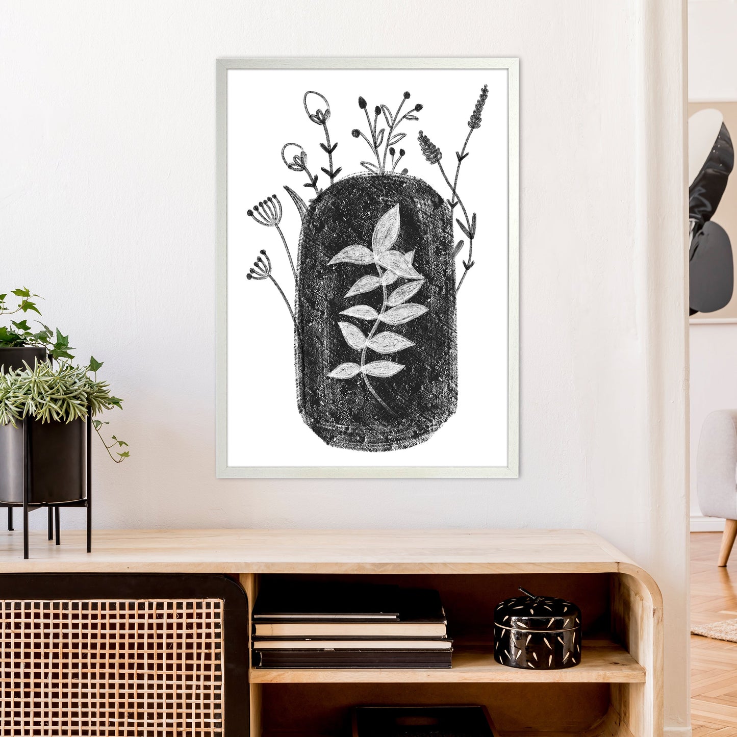 Rynx | Dalia Chalk Black Floral Art Print by Pixy Paper