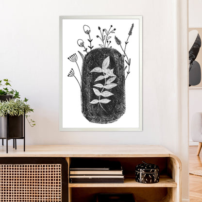 Rynx | Dalia Chalk Black Floral Art Print by Pixy Paper