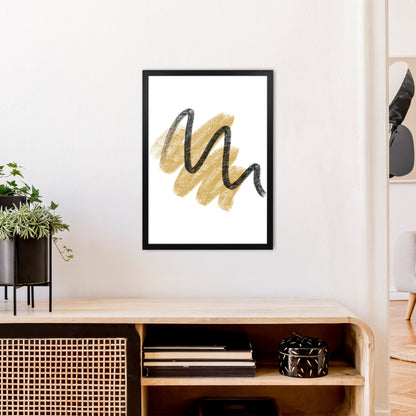 Rynx | Dalia Chalk Gold And Black Scribbles Art Print by Pixy Paper