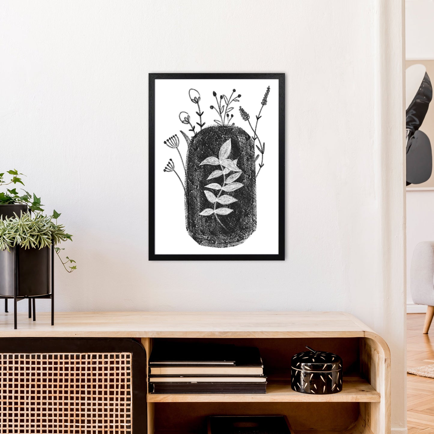 Rynx | Dalia Chalk Black Floral Art Print by Pixy Paper