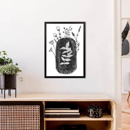 Rynx | Dalia Chalk Black Floral Art Print by Pixy Paper