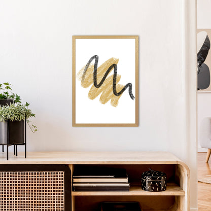 Rynx | Dalia Chalk Gold And Black Scribbles Art Print by Pixy Paper