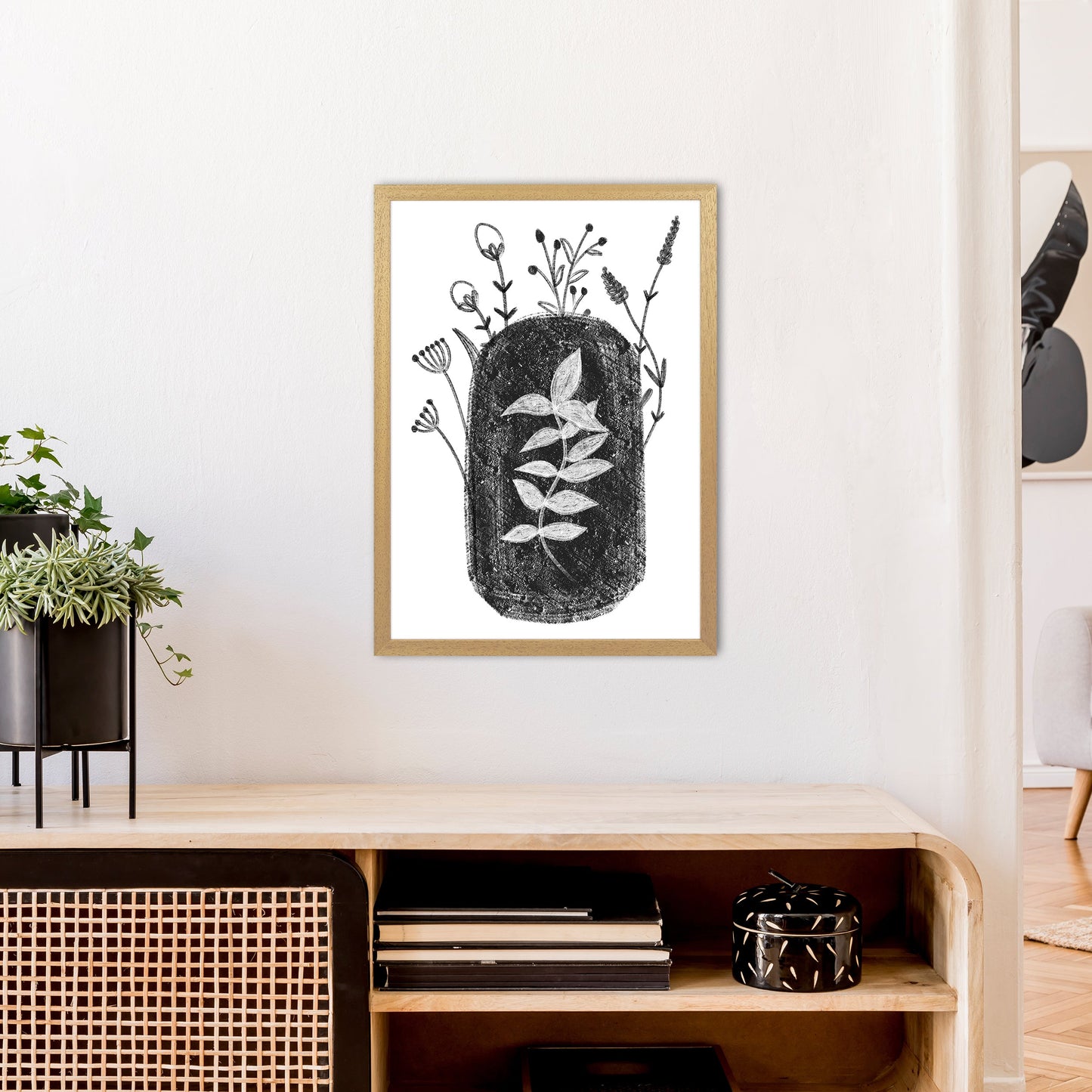 Rynx | Dalia Chalk Black Floral Art Print by Pixy Paper