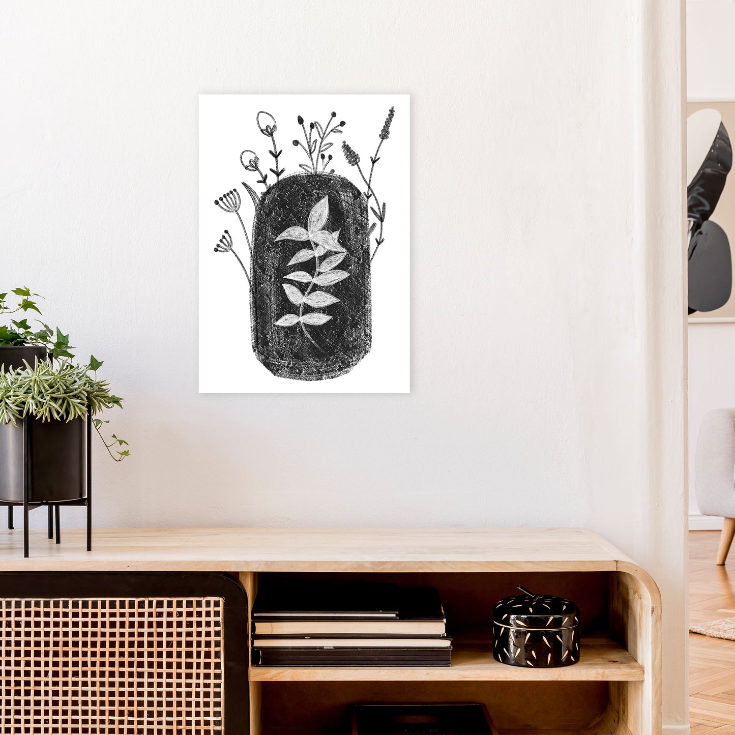 Rynx | Dalia Chalk Black Floral Art Print by Pixy Paper