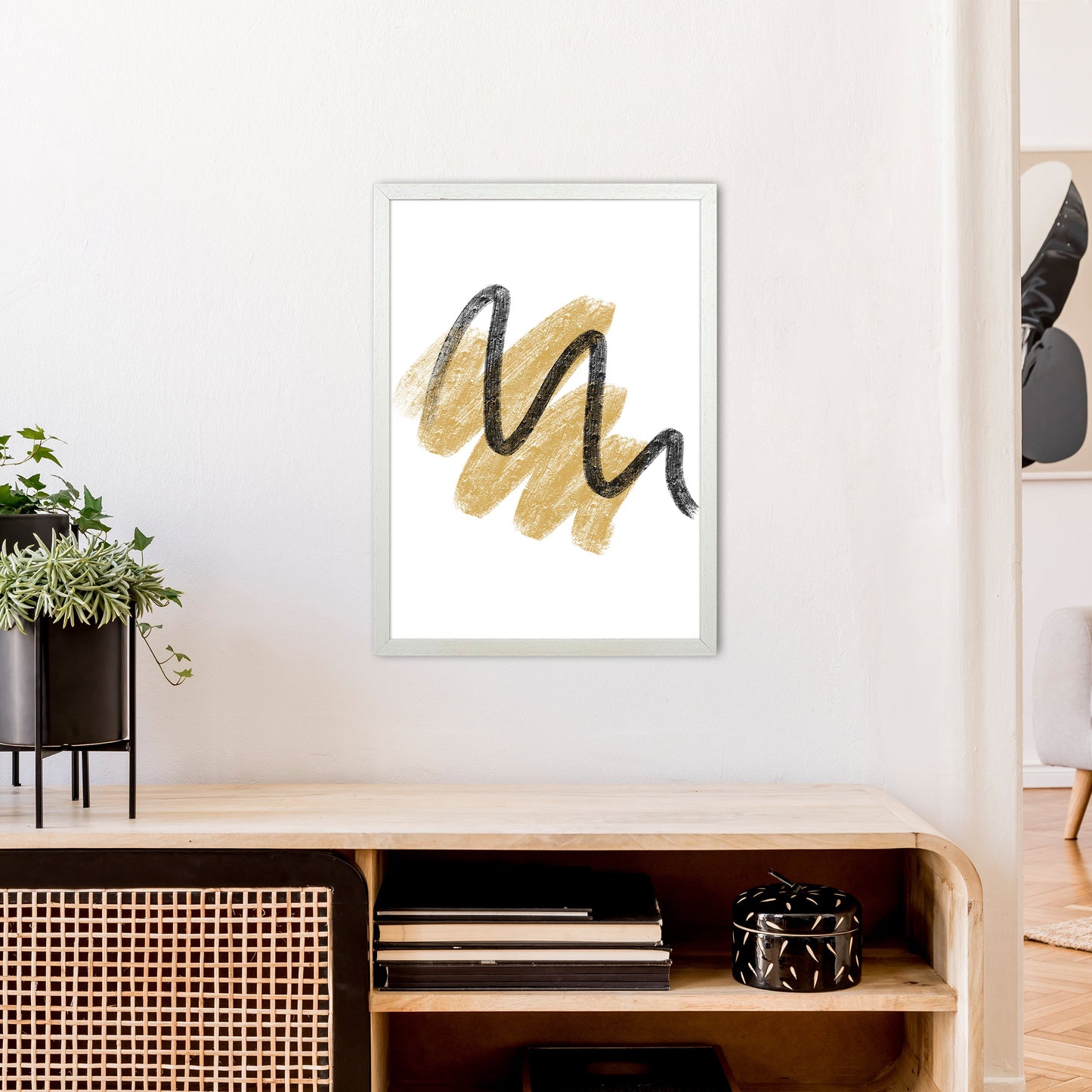 Rynx | Dalia Chalk Gold And Black Scribbles Art Print by Pixy Paper