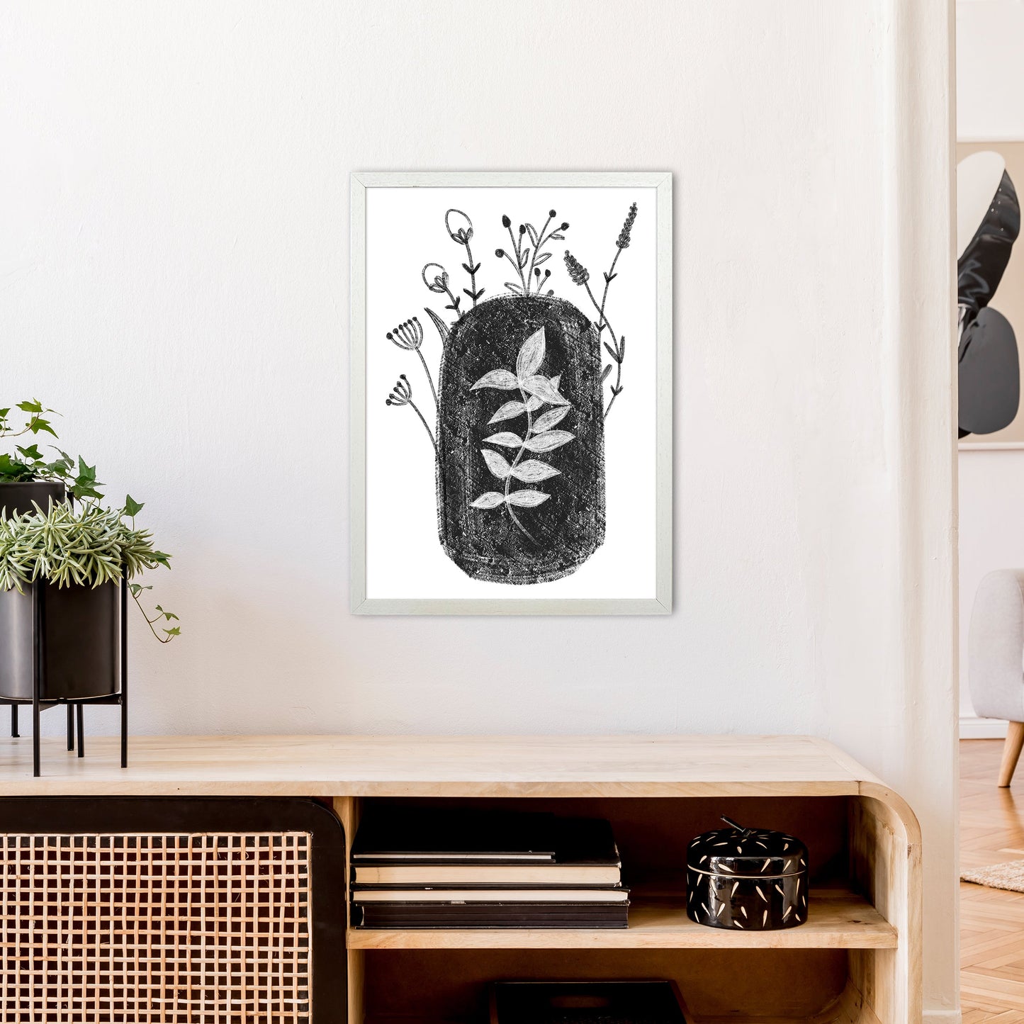 Rynx | Dalia Chalk Black Floral Art Print by Pixy Paper